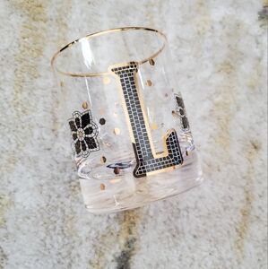 NWT Anthropologie Monogram Old Fashion Glass "L"